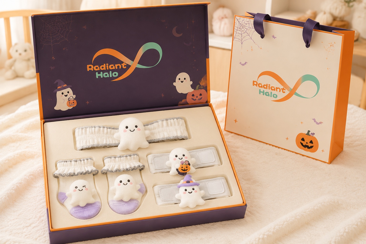 Wholesale Ghost Baby Gift Set with Plush Headband, Socks and Wristbands