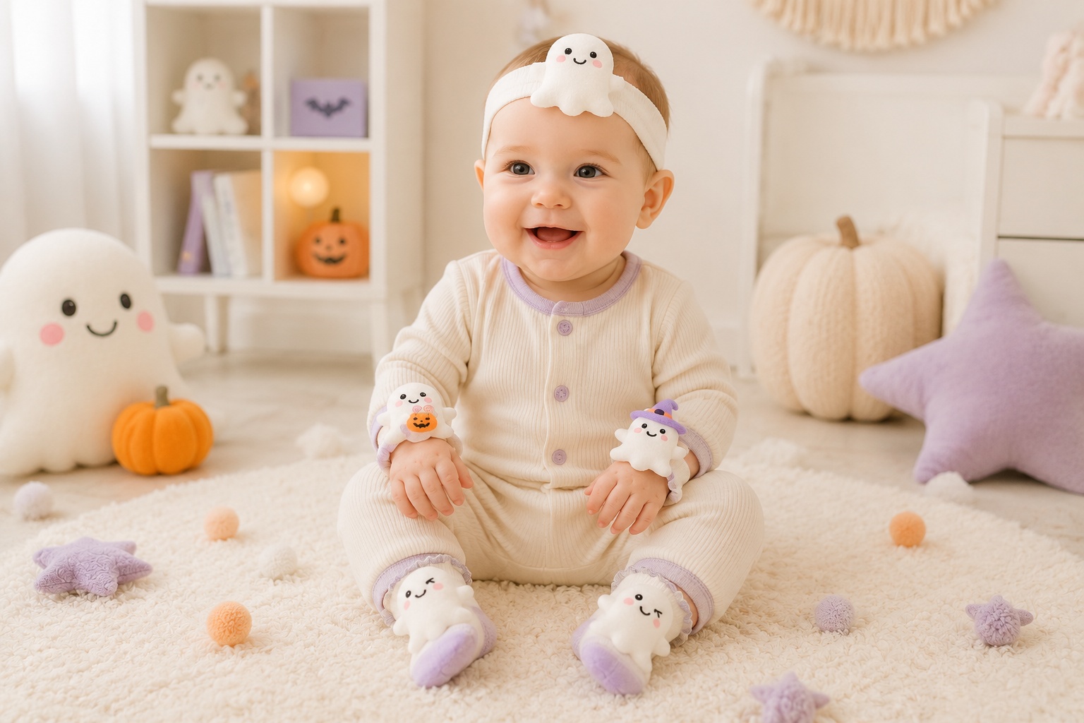Wholesale Ghost Baby Gift Set with Plush Headband, Socks and Wristbands