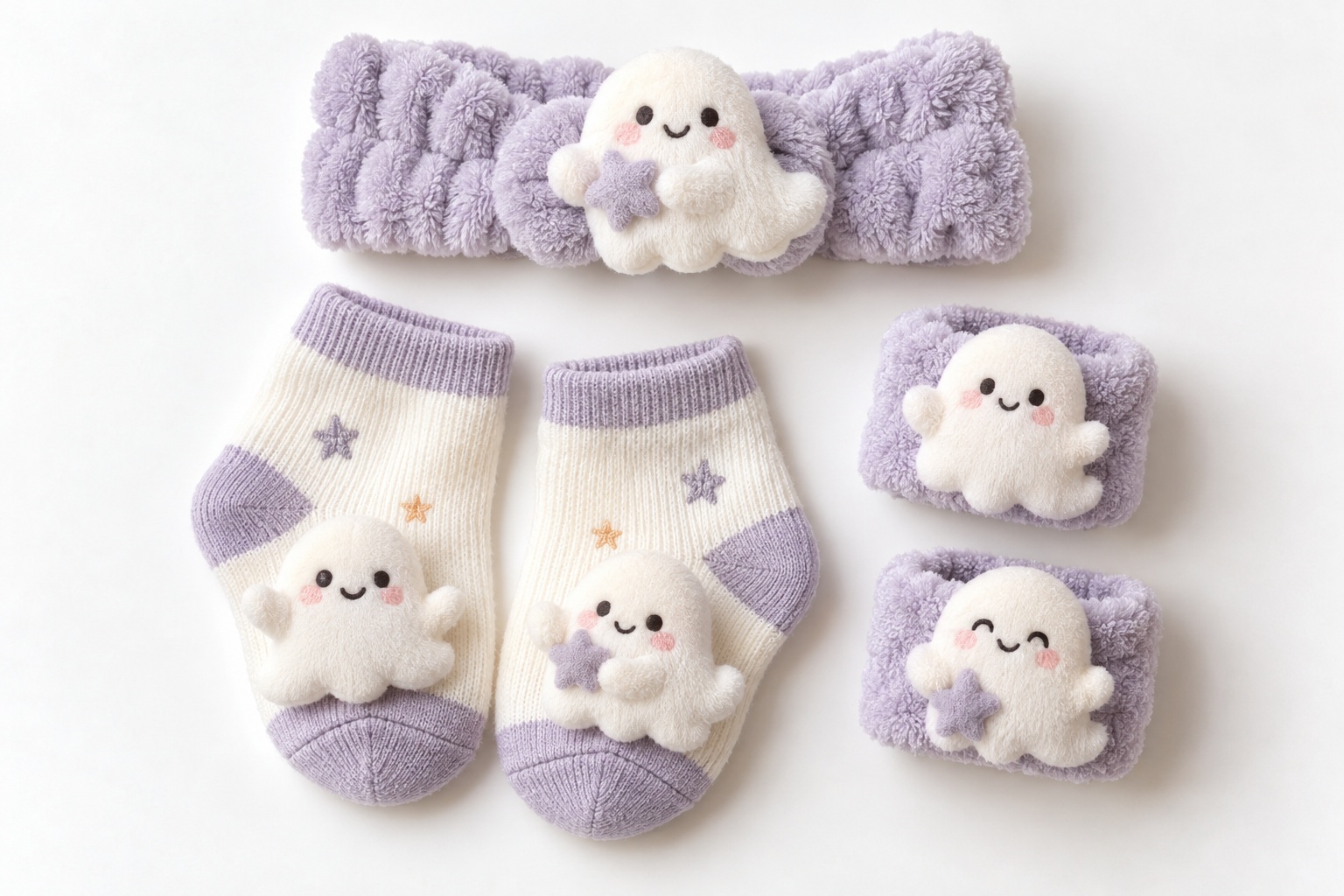 Wholesale Halloween Ghost Baby Headband Gift Set with Socks & Plush Wristbands | Boutique Seasonal Baby Accessories
