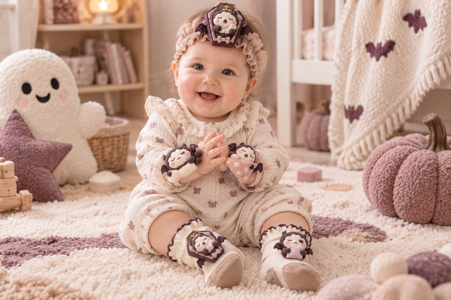 Wholesale Halloween Vampire Baby Headband, Socks & Wristband Gift Set | Soft Lace Boutique Collection