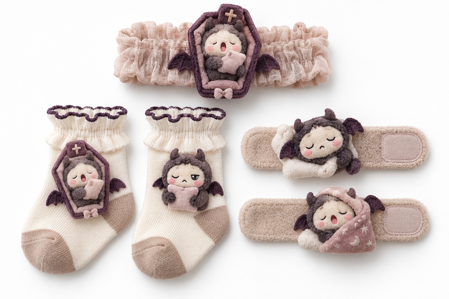 Wholesale Halloween Vampire Baby Headband, Socks & Wristband Gift Set | Soft Lace Boutique Collection