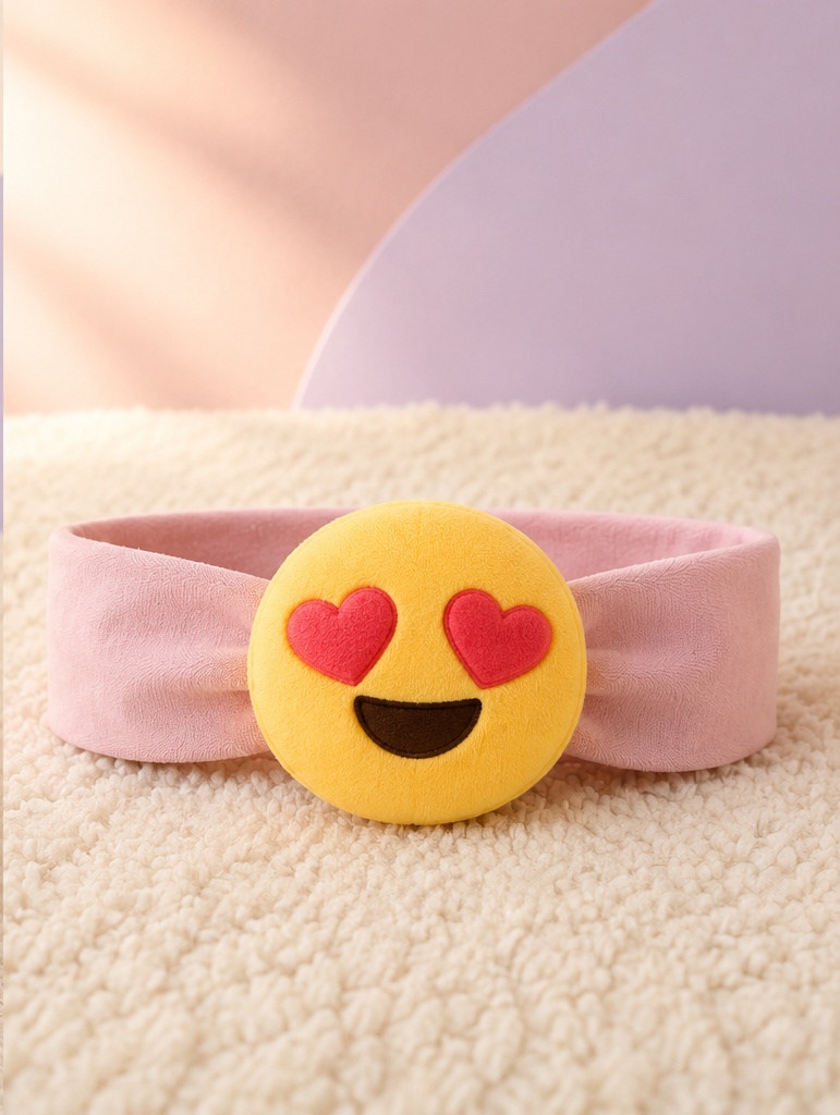 Velkoobchodní plyšová emoji čelenka pro panenky a miminka se srdíčkovýma očima