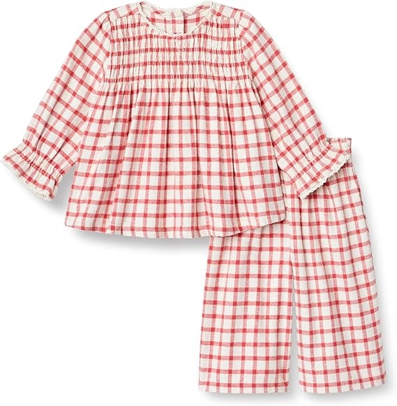 Classic Gingham Baby Girl Lounge Set – Soft Cotton Long Sleeve & Pants for Boutique Gift Collections