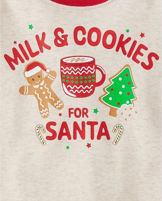 Conjunto Natalino Infantil com Estampa 'Milk & Cookies' – Perfeito para B2B com Faixa de Cabelo Temática