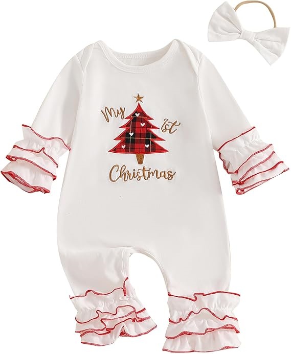 Weihnachts-Strampler „My 1st Christmas“ mit passendem Stirnband – B2B-Liebling für festliche Baby-Outfits
