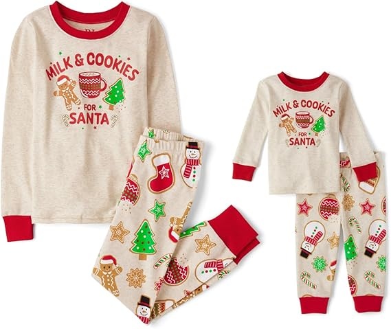 Conjunto Natalino Infantil com Estampa 'Milk & Cookies' – Perfeito para B2B com Faixa de Cabelo Temática