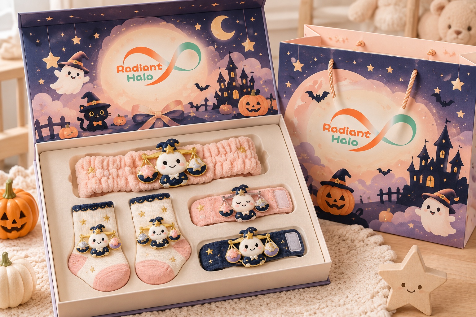 Wholesale Mystic Libra Baby Headband, Socks & Wristband Gift Set | High-Impact Celestial Boutique Assortment