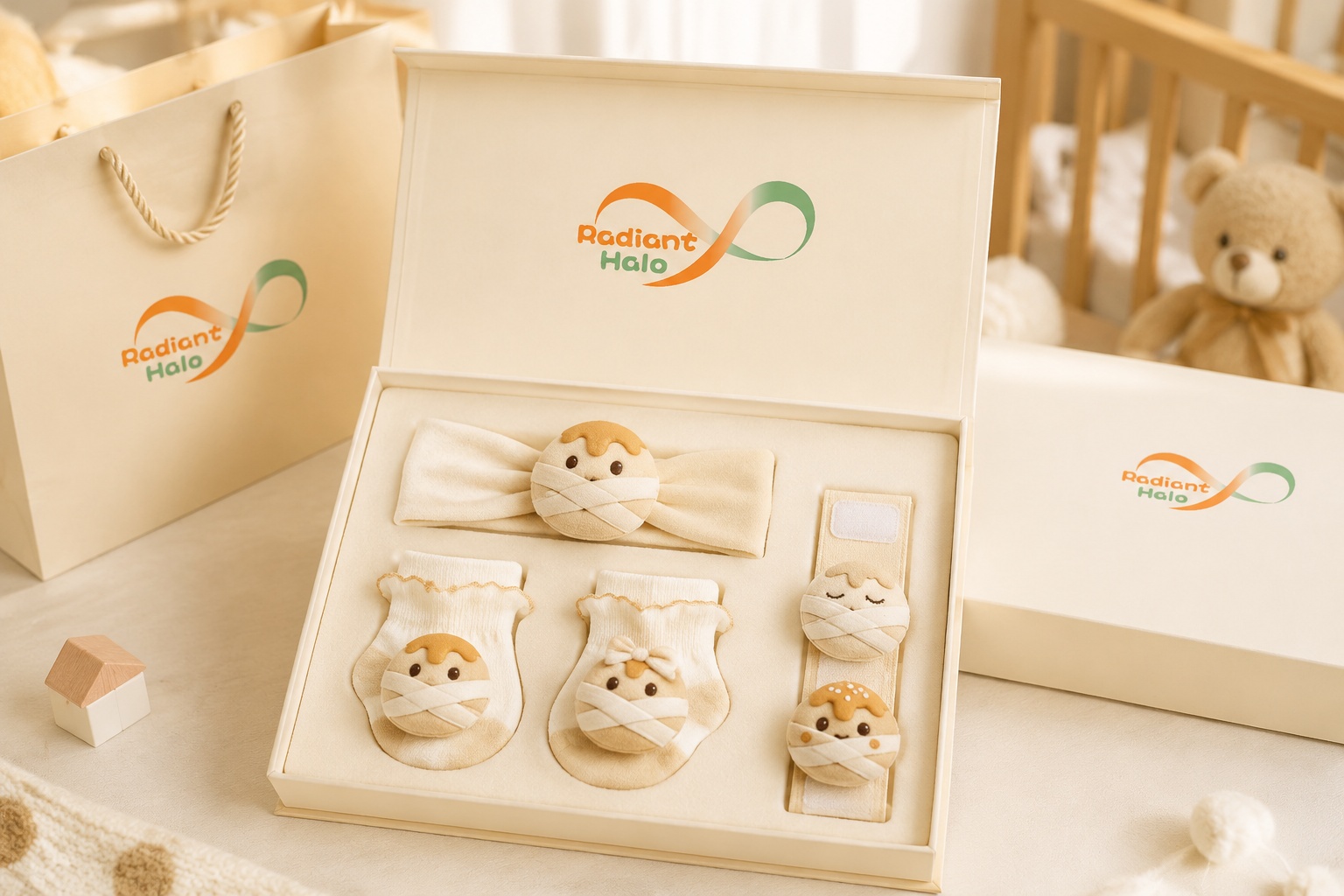 Wholesale Mummy Baby Headband, Socks & Wristband Gift Set for Boutiques