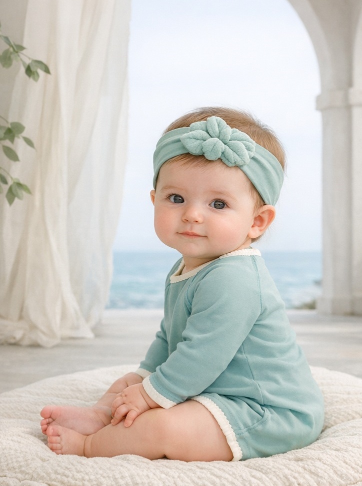 Wholesale Soft Nylon Baby Headband with Plush Leaf Applique for Boutique Newborn Collections