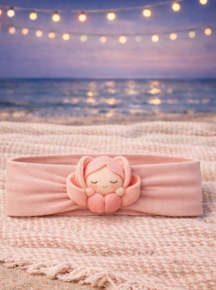 OEM Pink Plush Blossom Doll Baby Headband for Infant Gift Sets and Boutique Stores