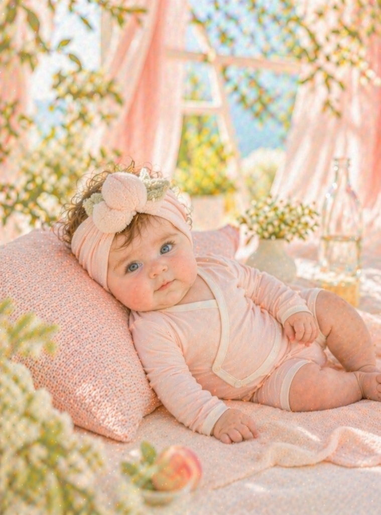 OEM Plush Peach Baby Headband, Soft Stretch Newborn Photo Prop Hair Band