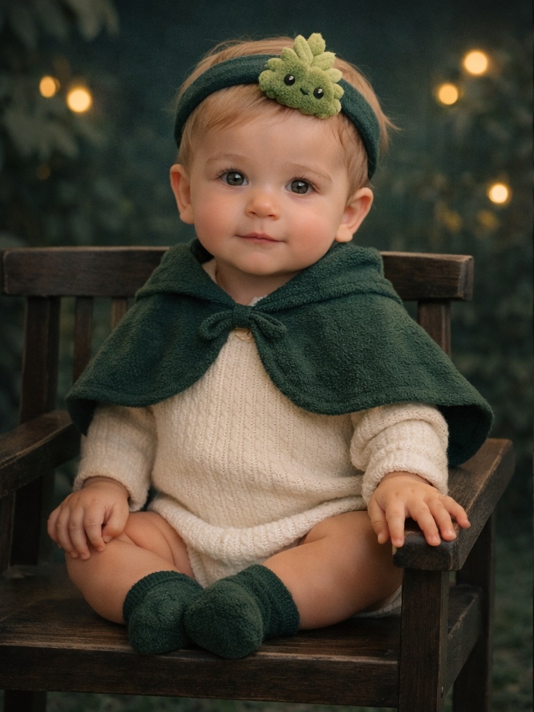 Bandeau bébé en peluche avec petit bourgeon souriant pour acheteurs B2B recherchant douceur et différenciation boutique