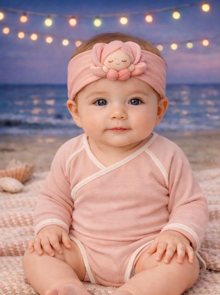 OEM Pink Plush Blossom Doll Baby Headband for Infant Gift Sets and Boutique Stores