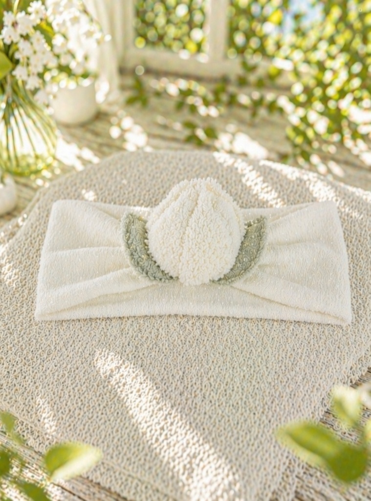 Wholesale Ivory Peach Plush Baby Headband, Boutique Soft Nylon Infant Hair Accessory