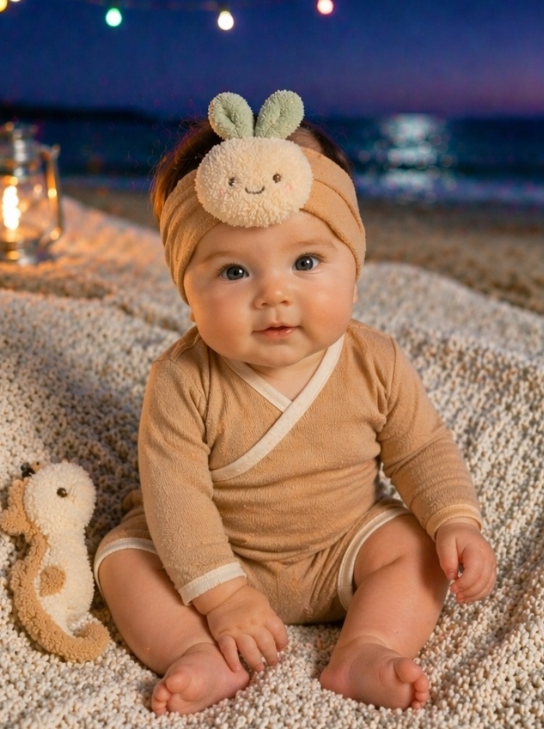 Baby-Headwrap mit Sprössling-Plüschfigur – hohe Sympathiewirkung und OEM-Potenzial für B2B-Käufer