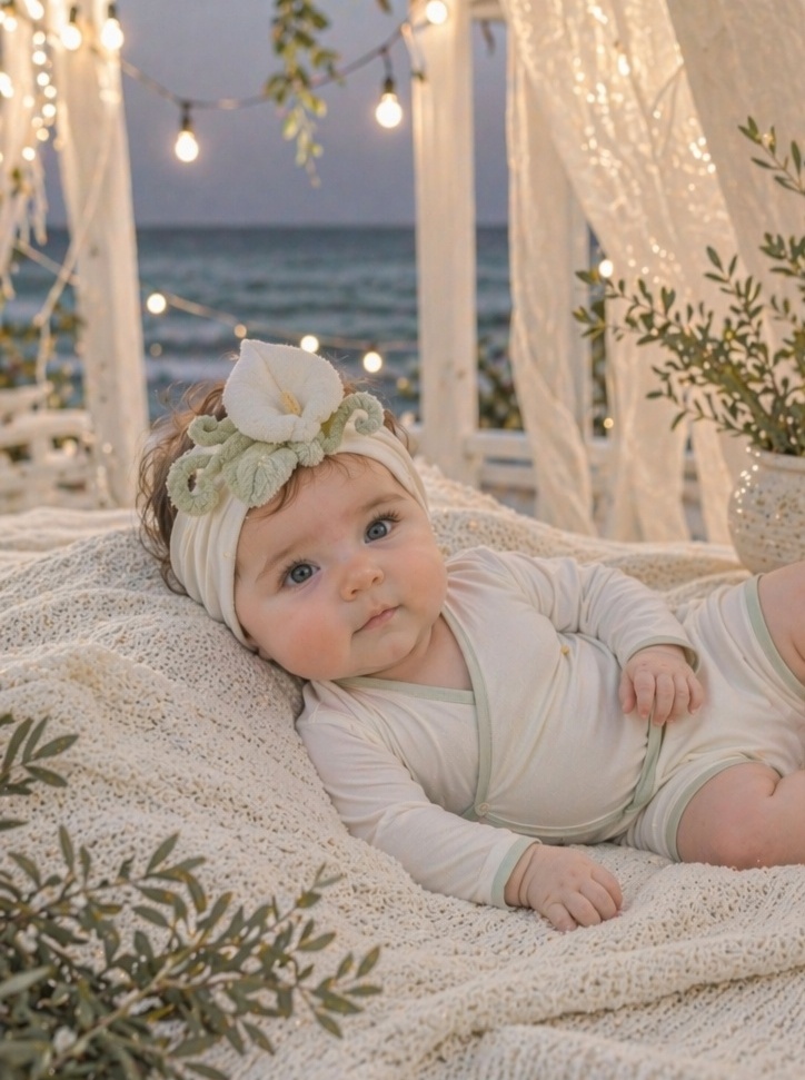 Boutique White Calla Lily Baby Headband with Plush Floral Detail for Newborn Photography