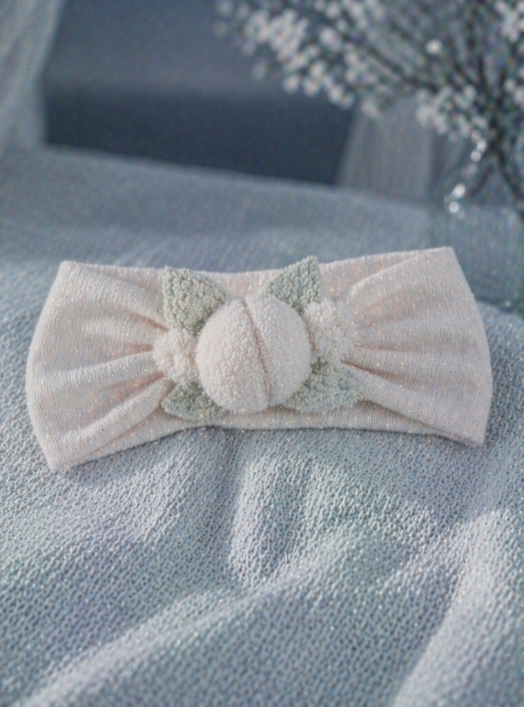 Wholesale White Peach Plush Baby Headband, Soft Stretch Newborn Boutique Headwrap