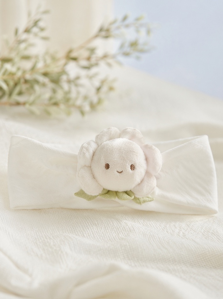 OEM Soft White Flower Doll Baby Headband for Infant Fashion Accessories and Gift Programs