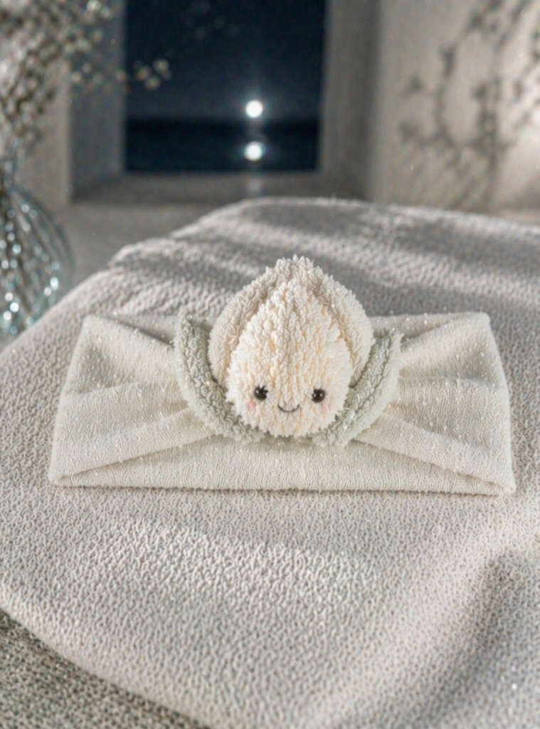 Cute Cream Blossom Doll Baby Headband, Boutique Soft Elastic Infant Hair Accessory