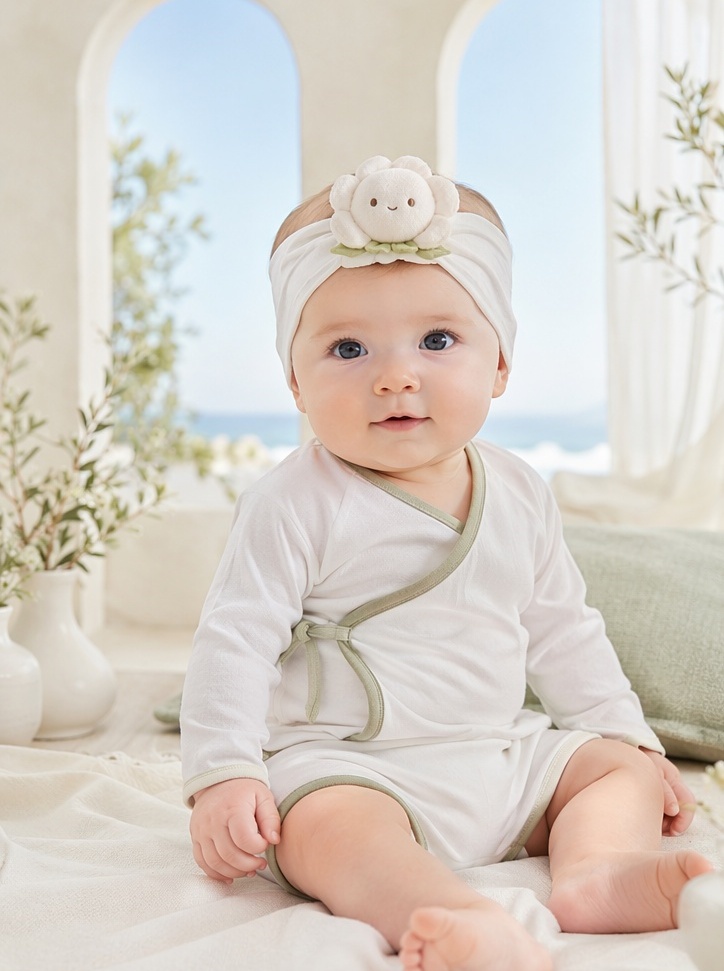 OEM Soft White Flower Doll Baby Headband for Infant Fashion Accessories and Gift Programs