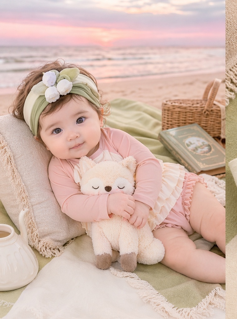 Banda para bebé con lirio del valle de peluche para líneas regalo y colecciones boutique de estilo natural