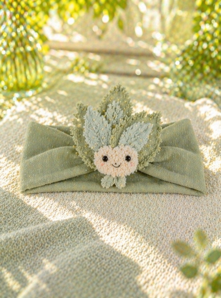 Nature-Inspired Leaf Doll Baby Headband, Soft Stretch Boutique Newborn Headband
