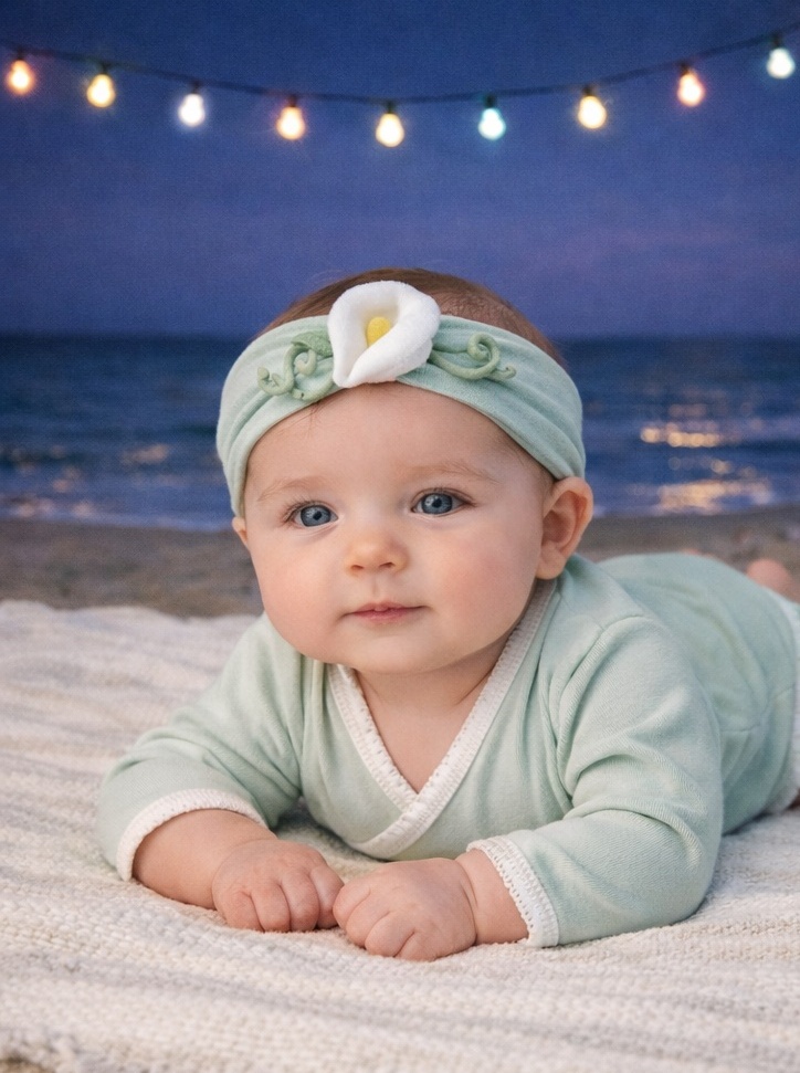 Wholesale Soft Nylon Baby Headband with Plush Calla Lily Applique for Newborn Boutiques