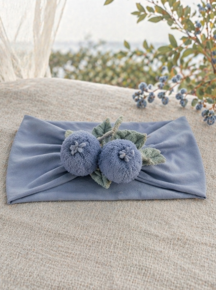 OEM Blueberry Plush Baby Headband for Spring Summer Infant Gift Sets and Boutique Retail