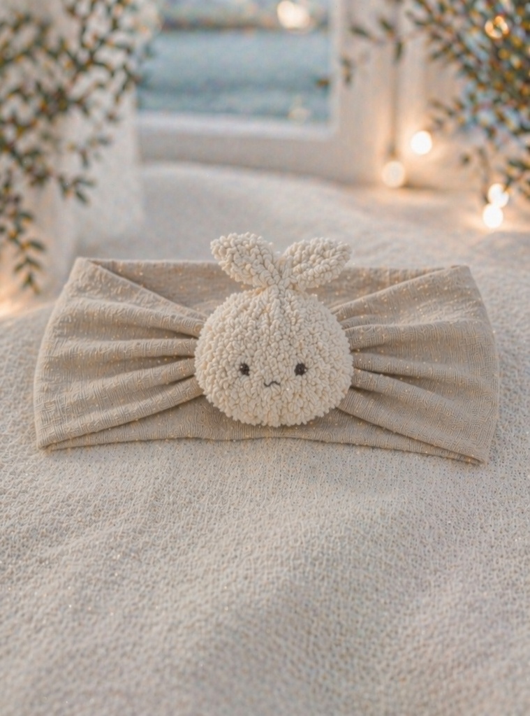 OEM Cute Bunny Plush Baby Headband, Soft Nylon Infant Hair Accessory for Newborns