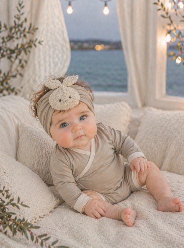 OEM Cute Bunny Plush Baby Headband, Soft Nylon Infant Hair Accessory for Newborns