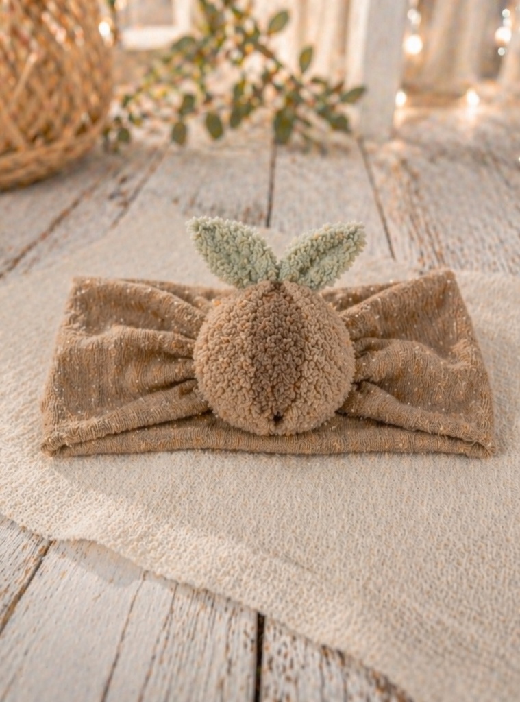 Wholesale Brown Peach Plush Baby Headband, Soft Stretch Boutique Infant Headwrap