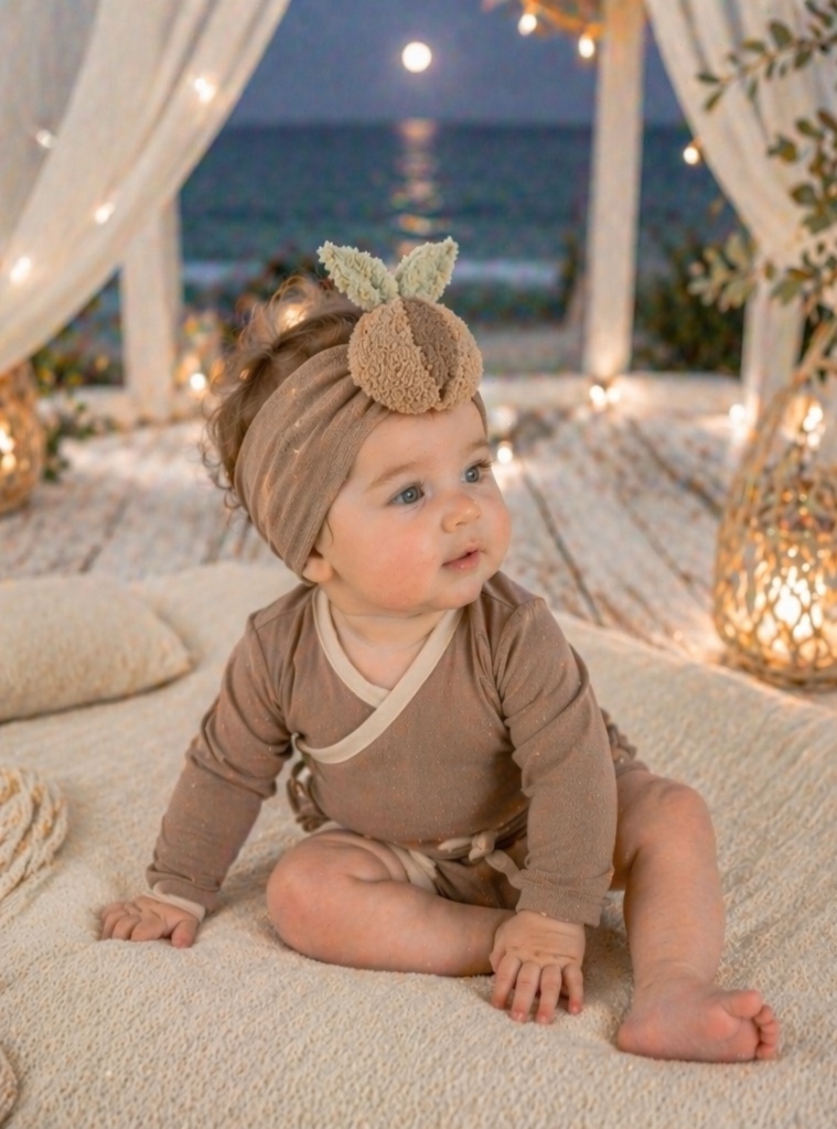 Wholesale Brown Peach Plush Baby Headband, Soft Stretch Boutique Infant Headwrap