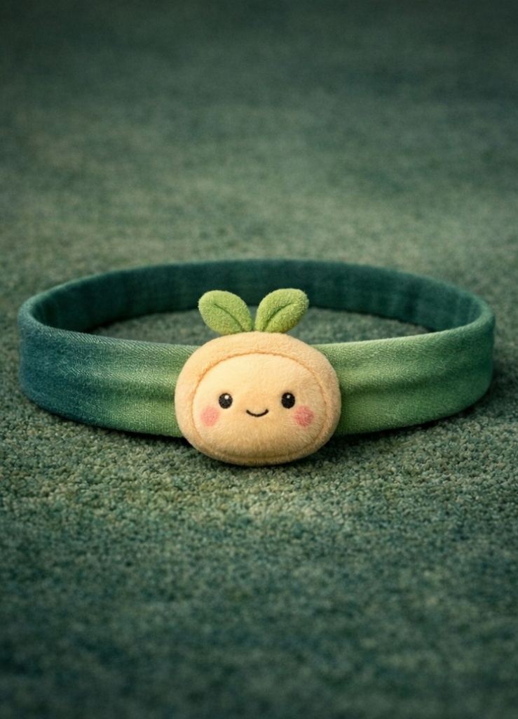 Faixa de cabeça de bebê em pelúcia com broto sorridente para atacado – visual minimalista e fofo que compradores B2B adoram