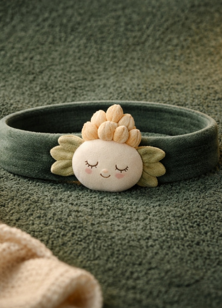Diadema de bebé de peluche con flor dormida para mayoristas – diseño suave y premium que encanta a compradores B2B