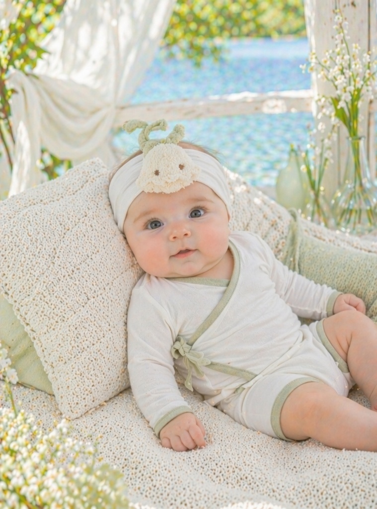 Boutique Ivory Bunny Plush Baby Headband, Soft Elastic Infant Photo Prop Headwrap