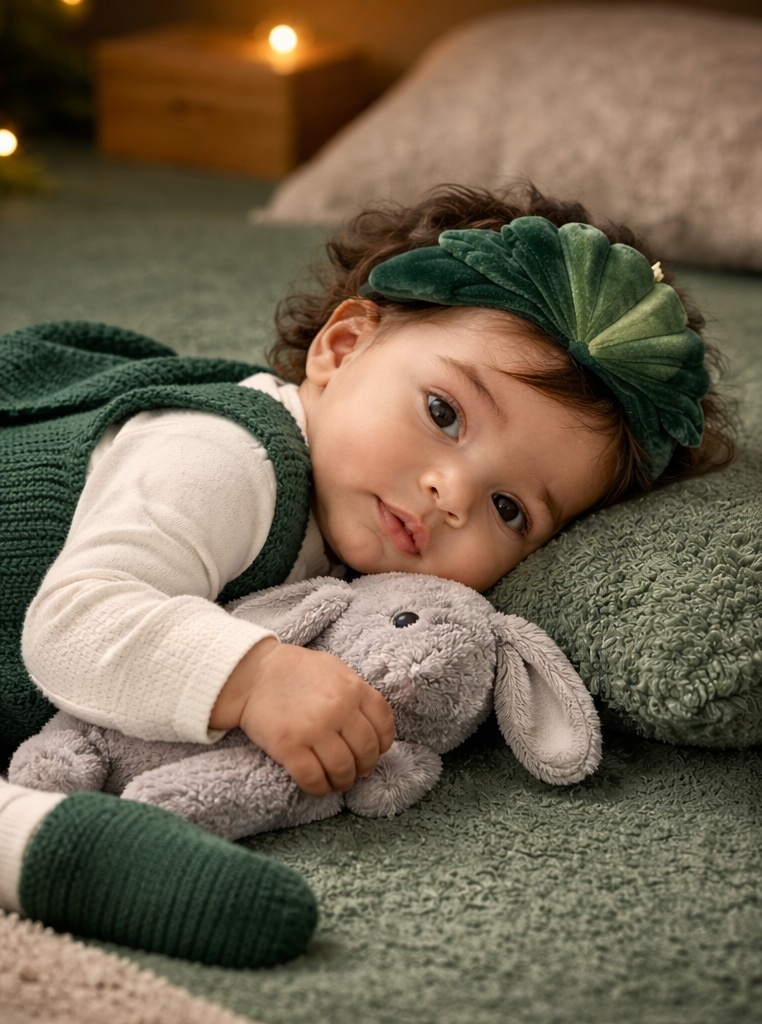 Faixa de cabeça de bebê em pelúcia com folhas em leque para atacado – destaque natural para boutiques e kits presente