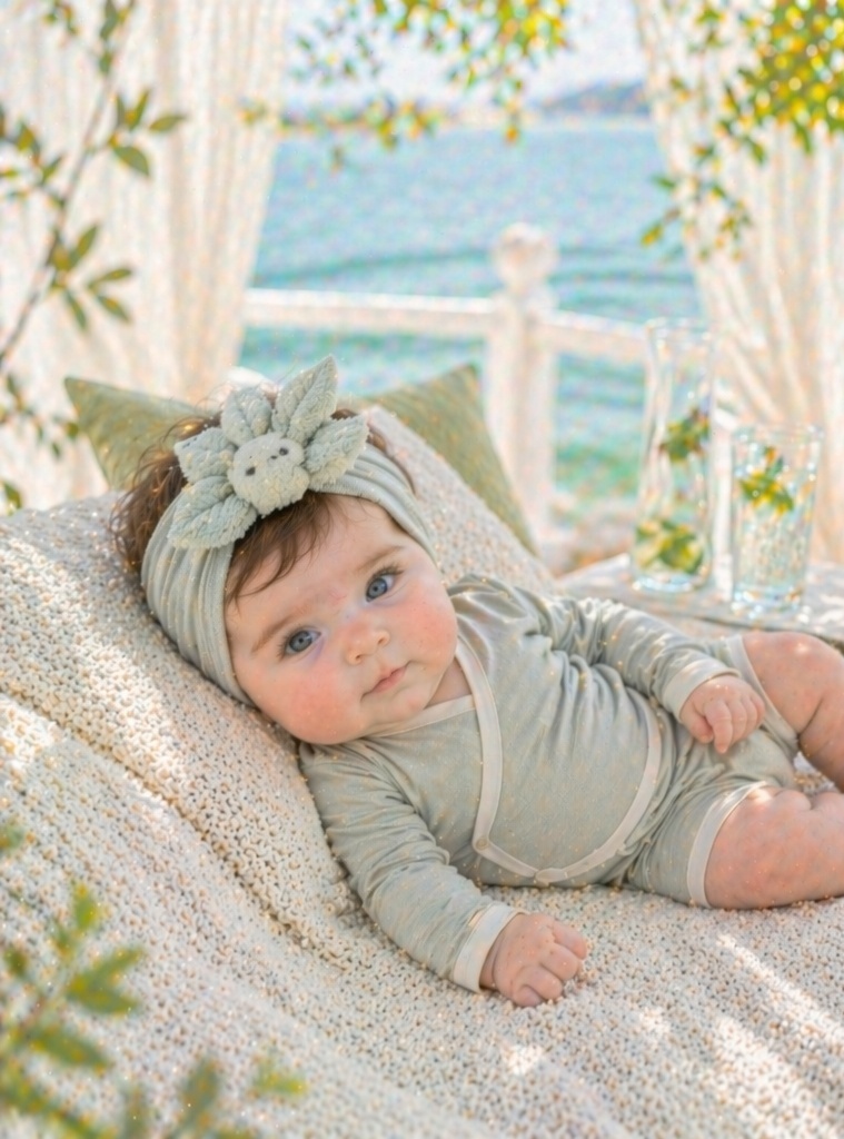 Nature-Inspired Leaf Doll Baby Headband, Soft Stretch Boutique Newborn Headband