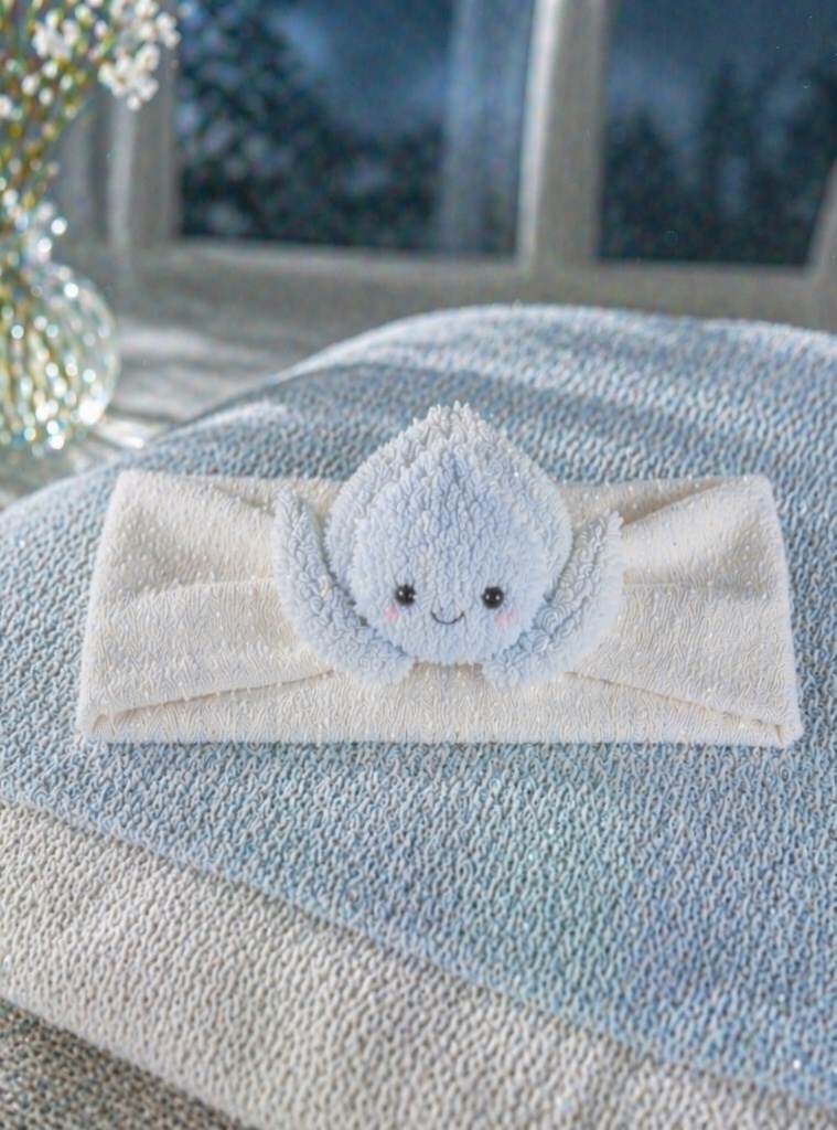 OEM White Blossom Doll Baby Headband, Soft Nylon Infant Hair Accessory for Newborns