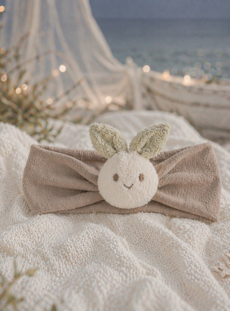 OEM Cute Bunny Plush Baby Headband, Soft Elastic Newborn Photo Prop Hair Band