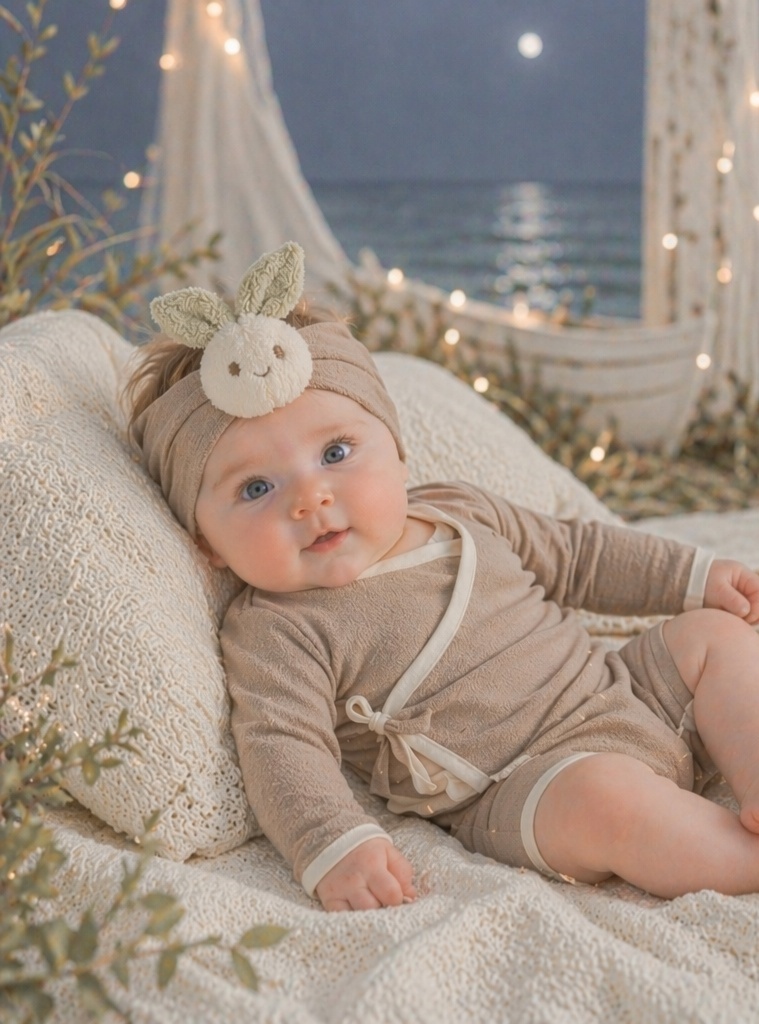 OEM Cute Bunny Plush Baby Headband, Soft Elastic Newborn Photo Prop Hair Band