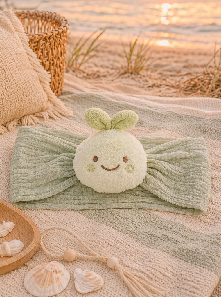 Bandeau bébé poupée bourgeon, pensé pour collections naturelles tendres et ventes cadeaux à fort impact