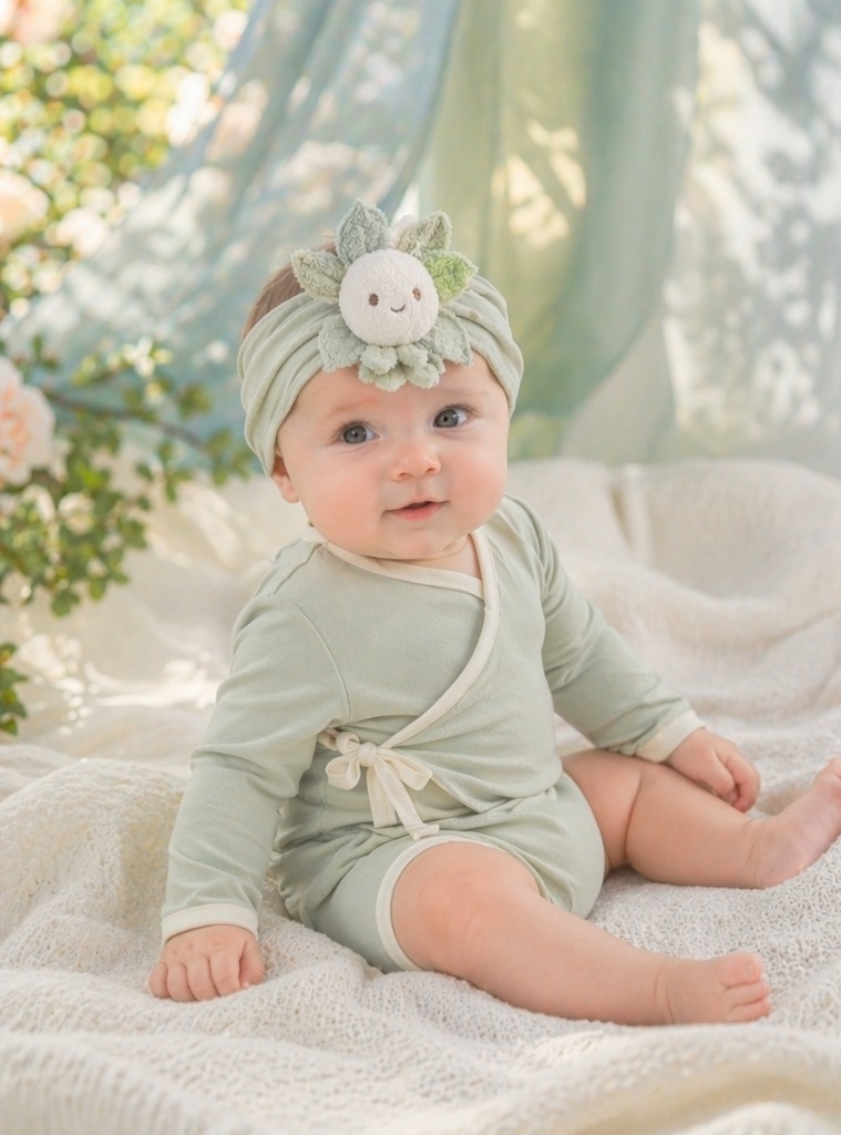 Boutique Daisy Plush Doll Baby Headband, Soft Elastic Newborn Hair Band