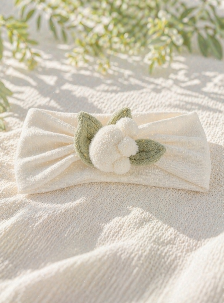 OEM White Berry Plush Baby Headband, Soft Stretch Baby Boutique Hair Accessory