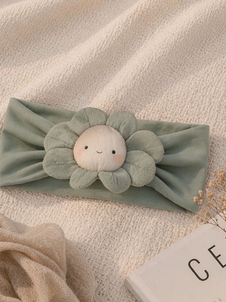 Diadema ancha para bebé con flor nube de peluche – imagen suave, efecto boutique y valor B2B