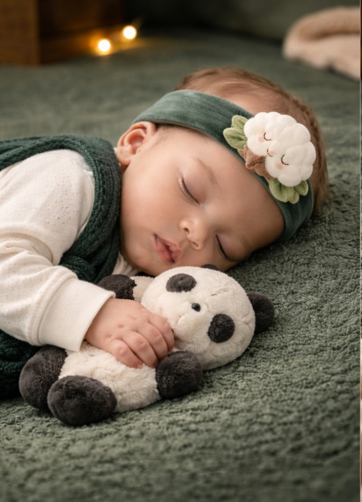 Diadema de bebé de peluche con nube de algodón dormida para mayoristas – diseño suave y premium que encanta a compradores B2B