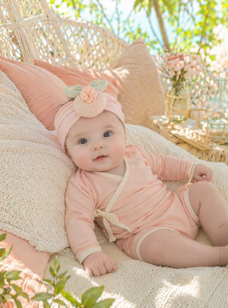 Wholesale Pink Peach Plush Baby Headband, Soft Elastic Boutique Infant Headband