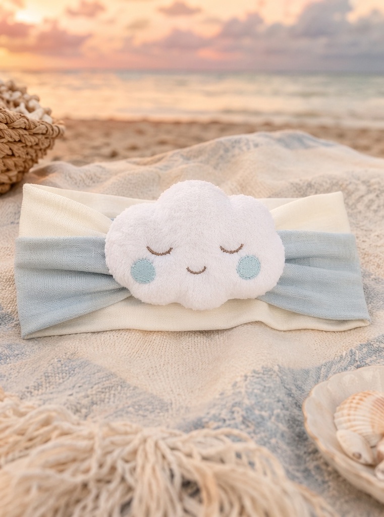 Faixa de bebê com nuvem dorminhoca de pelúcia para linhas presenteáveis e vitrines de apelo suave