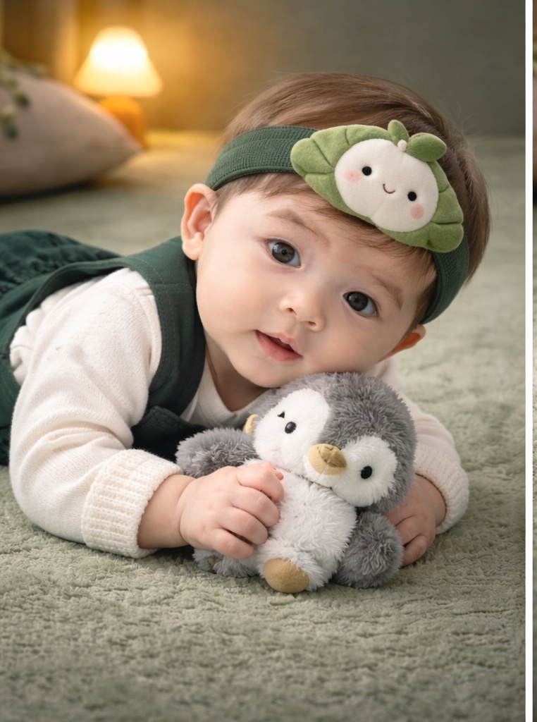 Bandeau bébé en peluche chou souriant pour grossistes – un design tendre que les acheteurs B2B apprécient