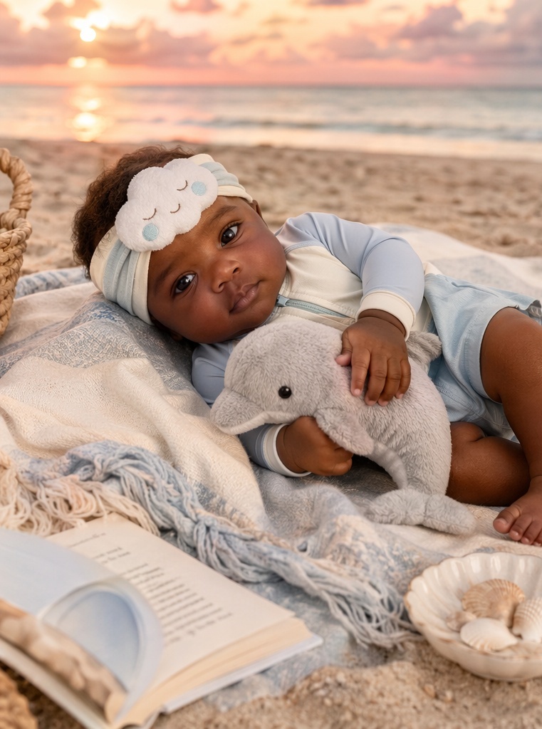Faixa de bebê com nuvem dorminhoca de pelúcia para linhas presenteáveis e vitrines de apelo suave