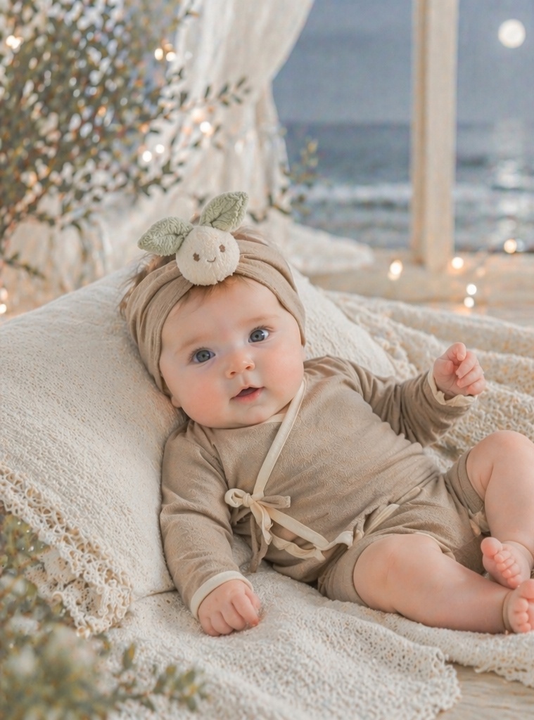 Wholesale Brown Sprout Doll Baby Headband, Soft Stretch Newborn Boutique Hair Accessory